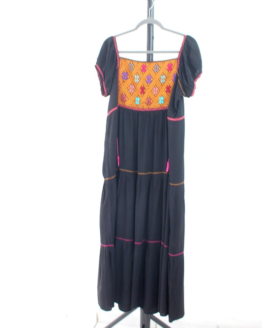 Vestido Gloria Negro Amarillo Rosa S M L