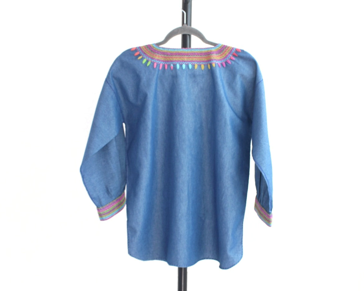 Blusa Imelda Mezclilla Flor Amarilla Unitalla