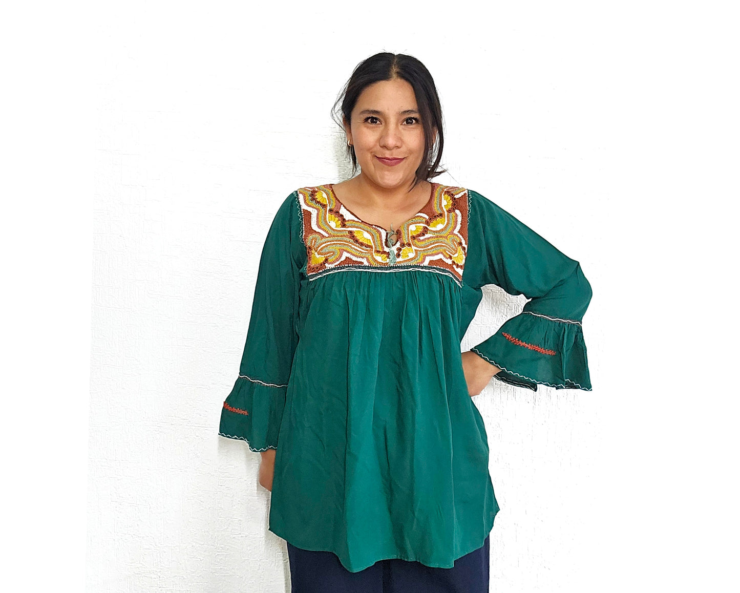 Blusa Leonor Verde Fuerte Unitalla