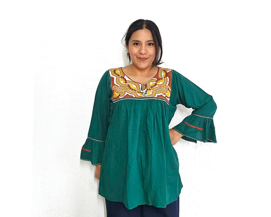 Blusa Leonor Verde Fuerte Unitalla
