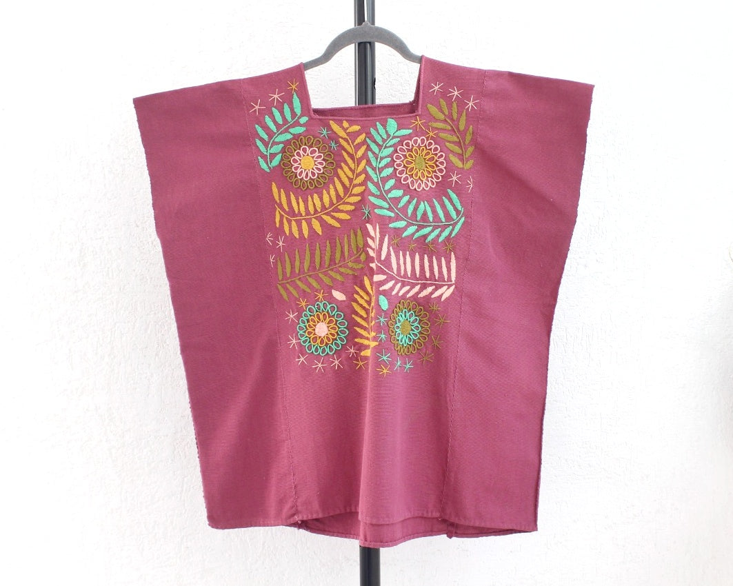 Huipil Flores  XL - 2XL Vino Colores