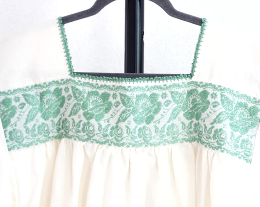 Blusa Tradicional Bordada Rosas Menta L - XL