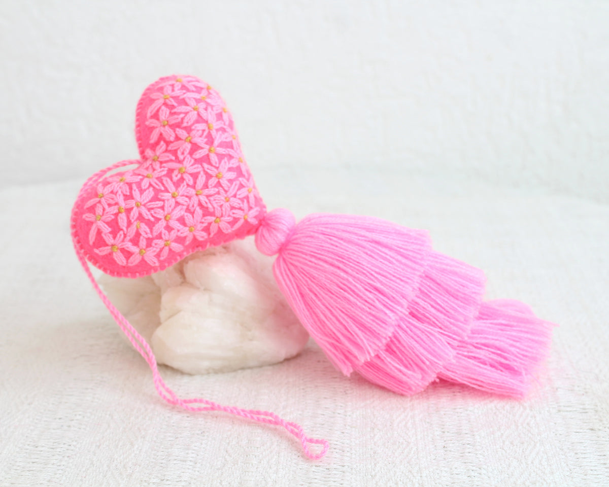 Corazón Florecitas Rosa