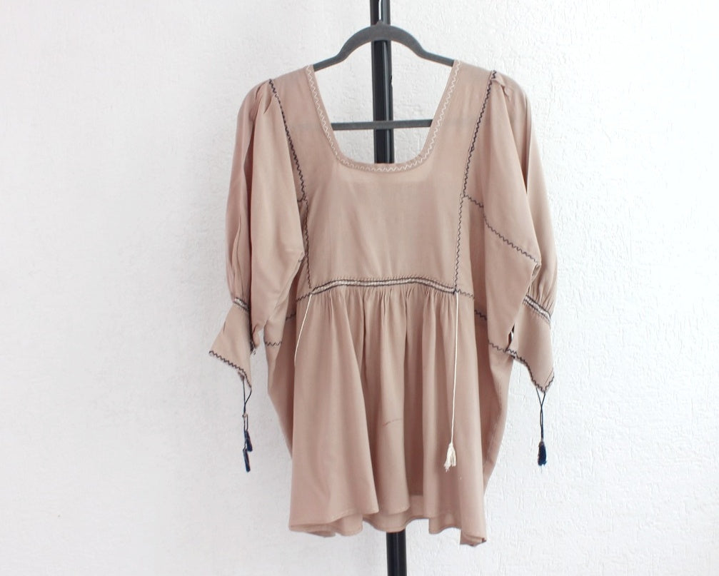 Blusa Julia Beige Azul Unitalla