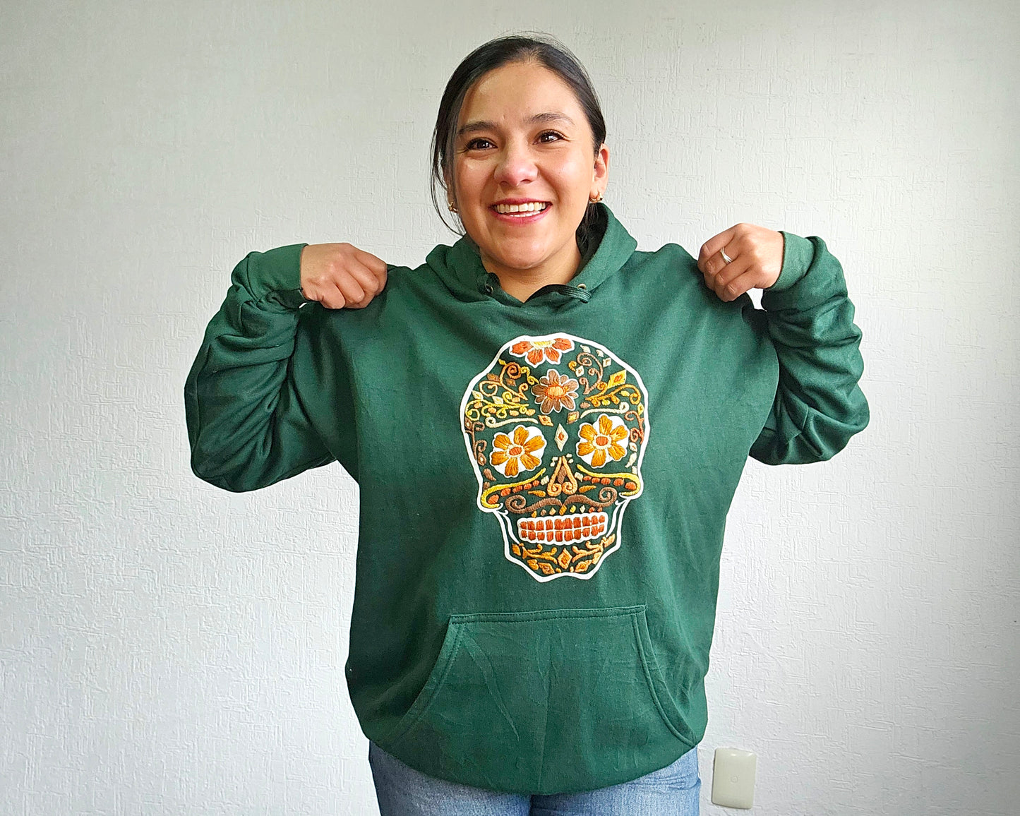Sudadera 2XL Calavera Verde