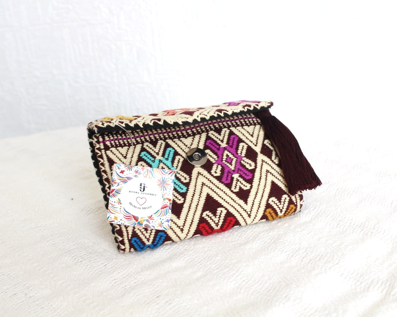 Cartera Flores Colores Beige Vino