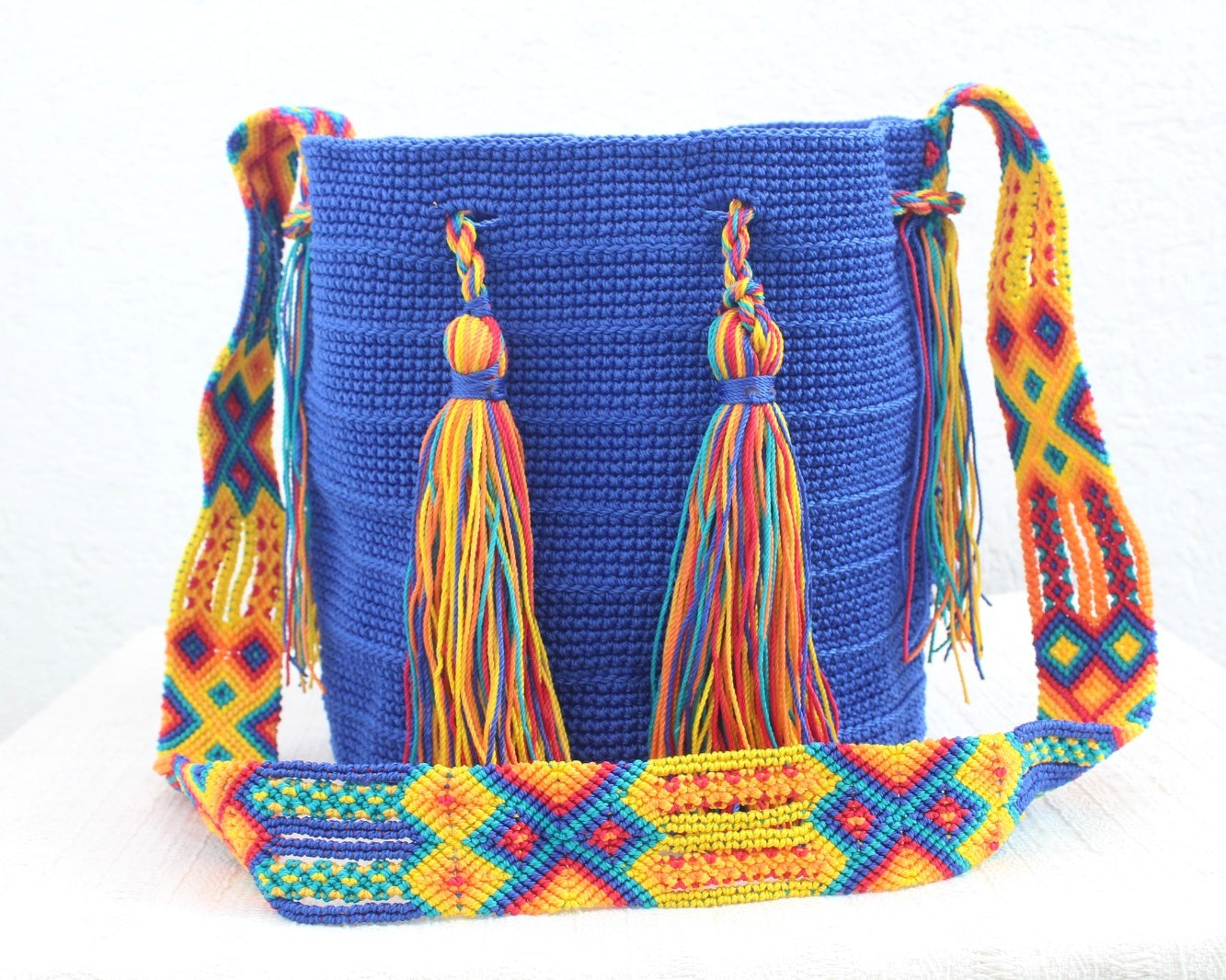 Bolso Morral Azul Rey Amarillo Rojo
