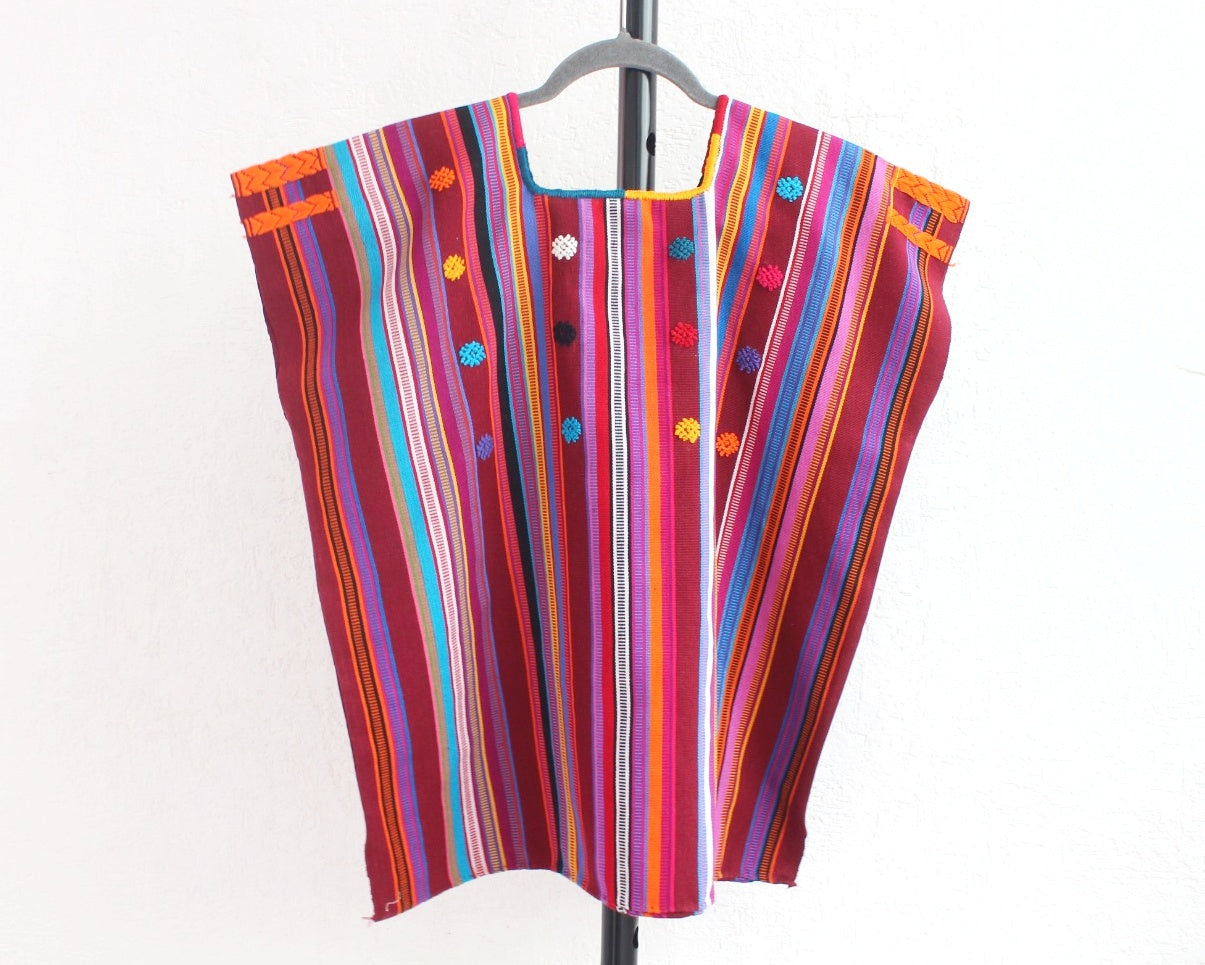 Huipil Corto Pantheló Vino Naranja