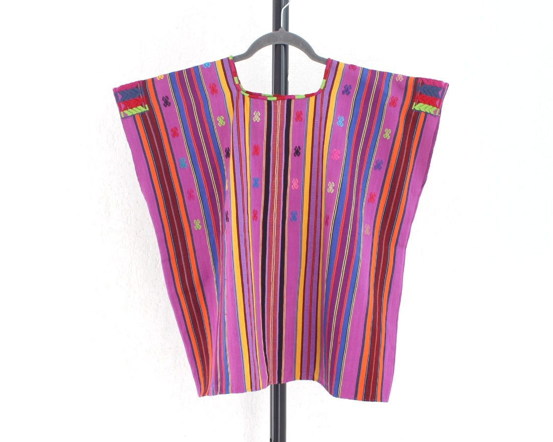 Huipil Corto Pantheló Lila Amarillo Rosa