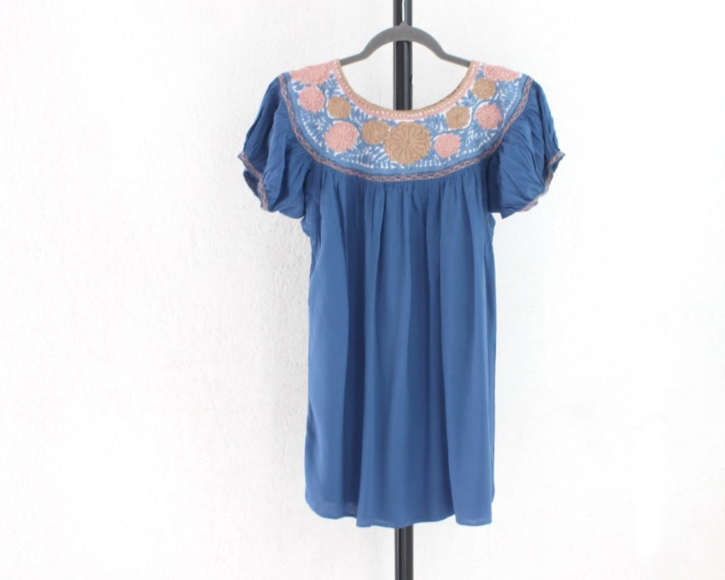 Blusa Aguacatenango Azul Rosa Beige