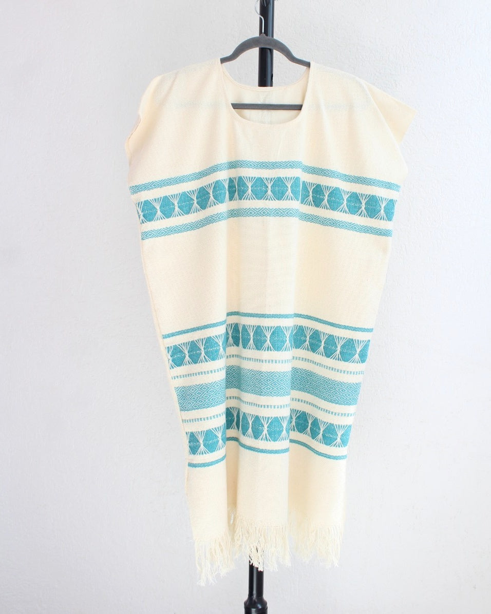 Huipil Largo Ali Natural Azul XL XXL