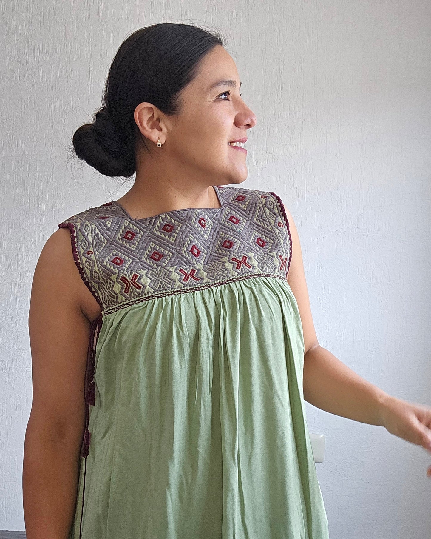 Vestido Teresa Menta Gris Vino Telar Unitalla