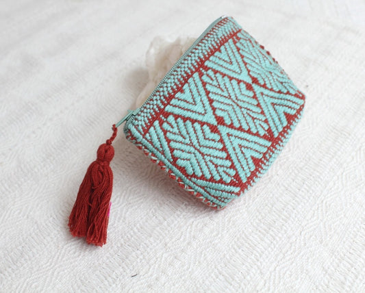 Mini Monedero Flores Menta Naranja