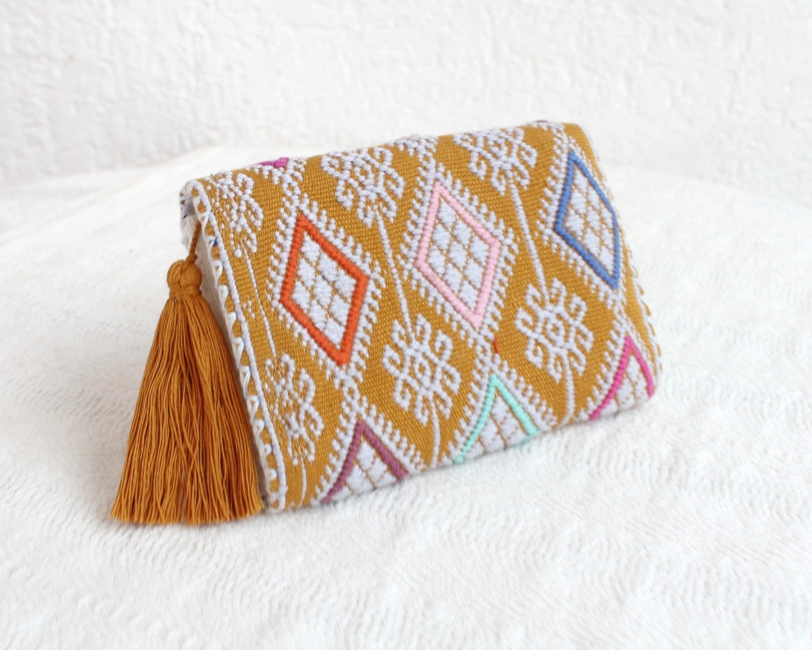 Cartera Estrellas con Coronas Mostaza Gris