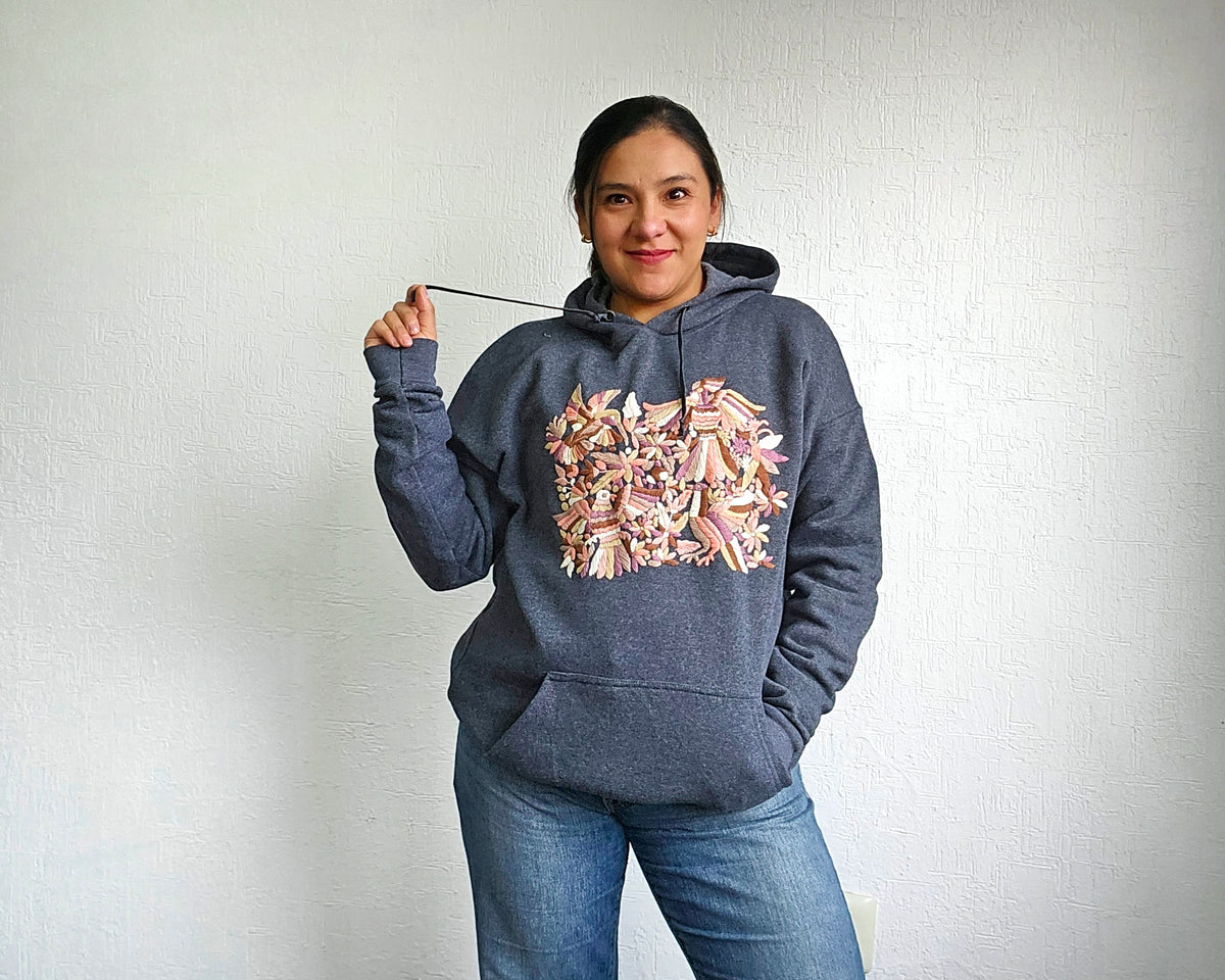 Sudadera XL Tenango Gris Oxfort Rosa