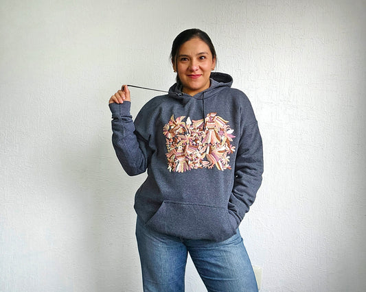 Sudadera XL Tenango Gris Oxfort Rosa