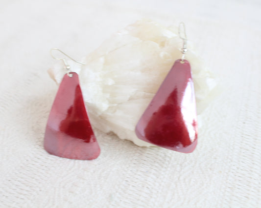 Aretes Cobre Triangulo Rojo
