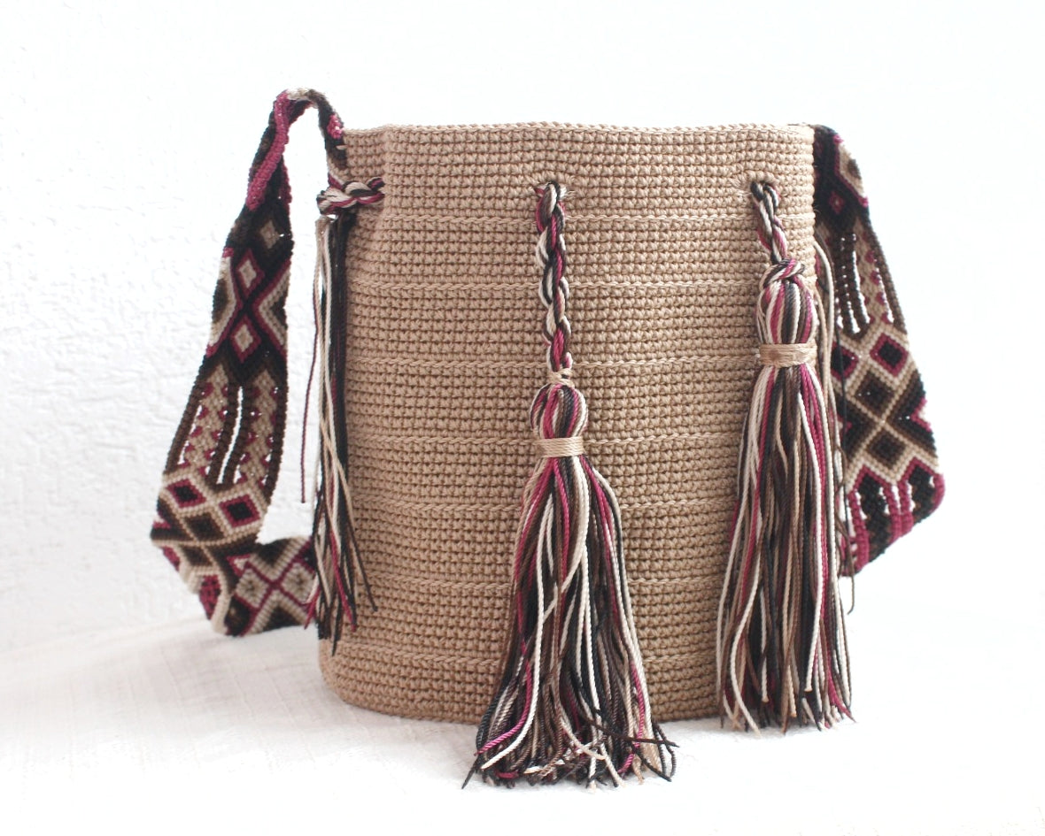 Bolso Morral Beige Vino Cafe