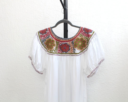 Blusa Aguacatenango Blanco Cafe Verde Unitalla