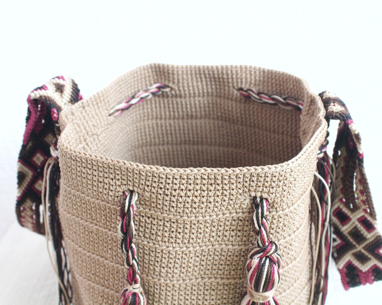 Bolso Morral Beige Vino Cafe