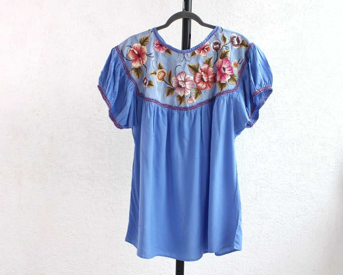 Blusa Abigail Flores Azul Claro XL - XXL
