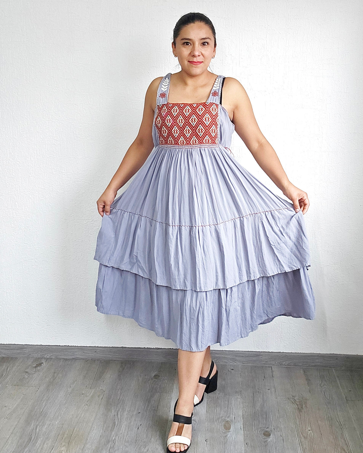 Vestido Fatima Telar Gris Café XL -XXL