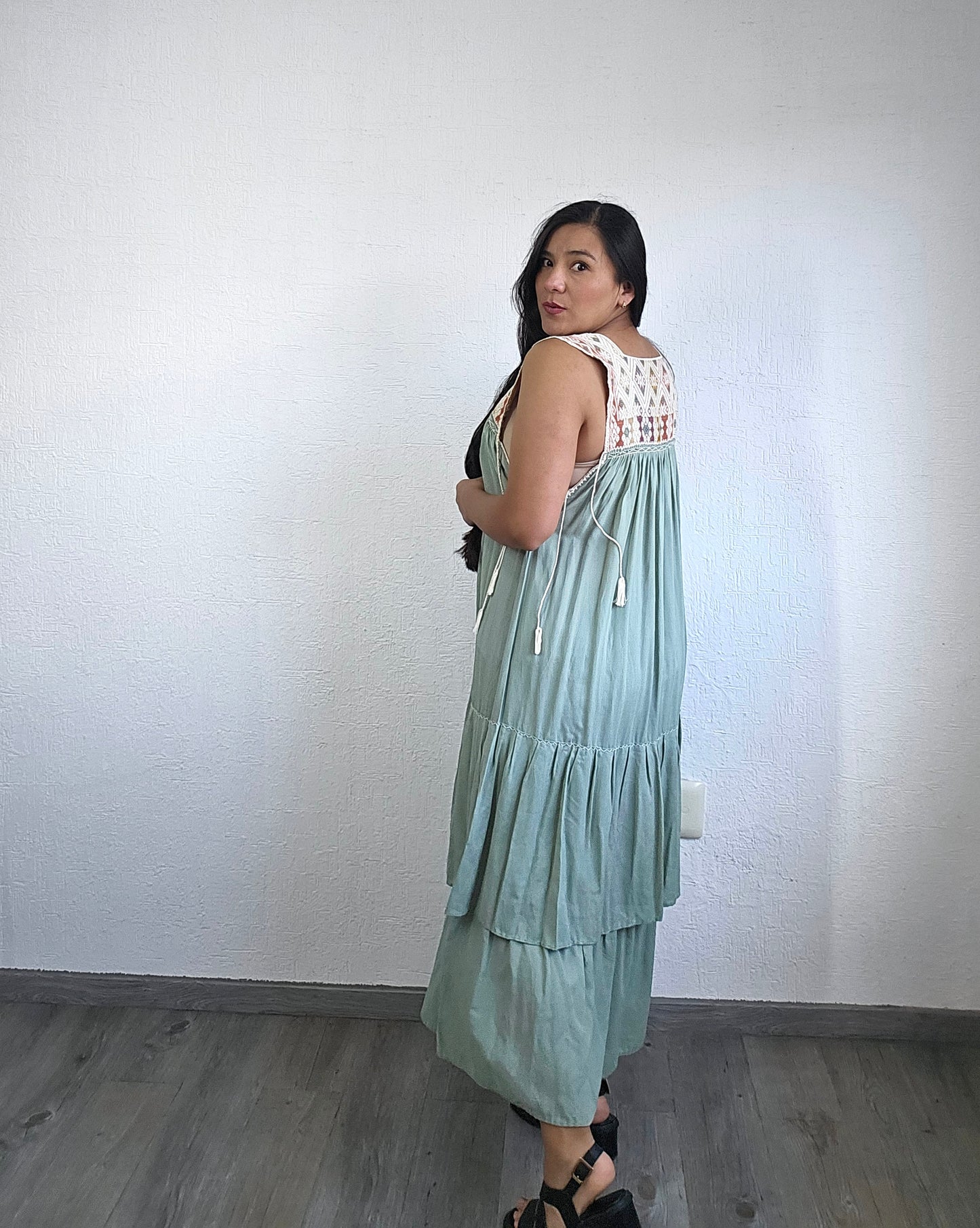 Vestido Teresa Menta Rosa Telar Unitalla