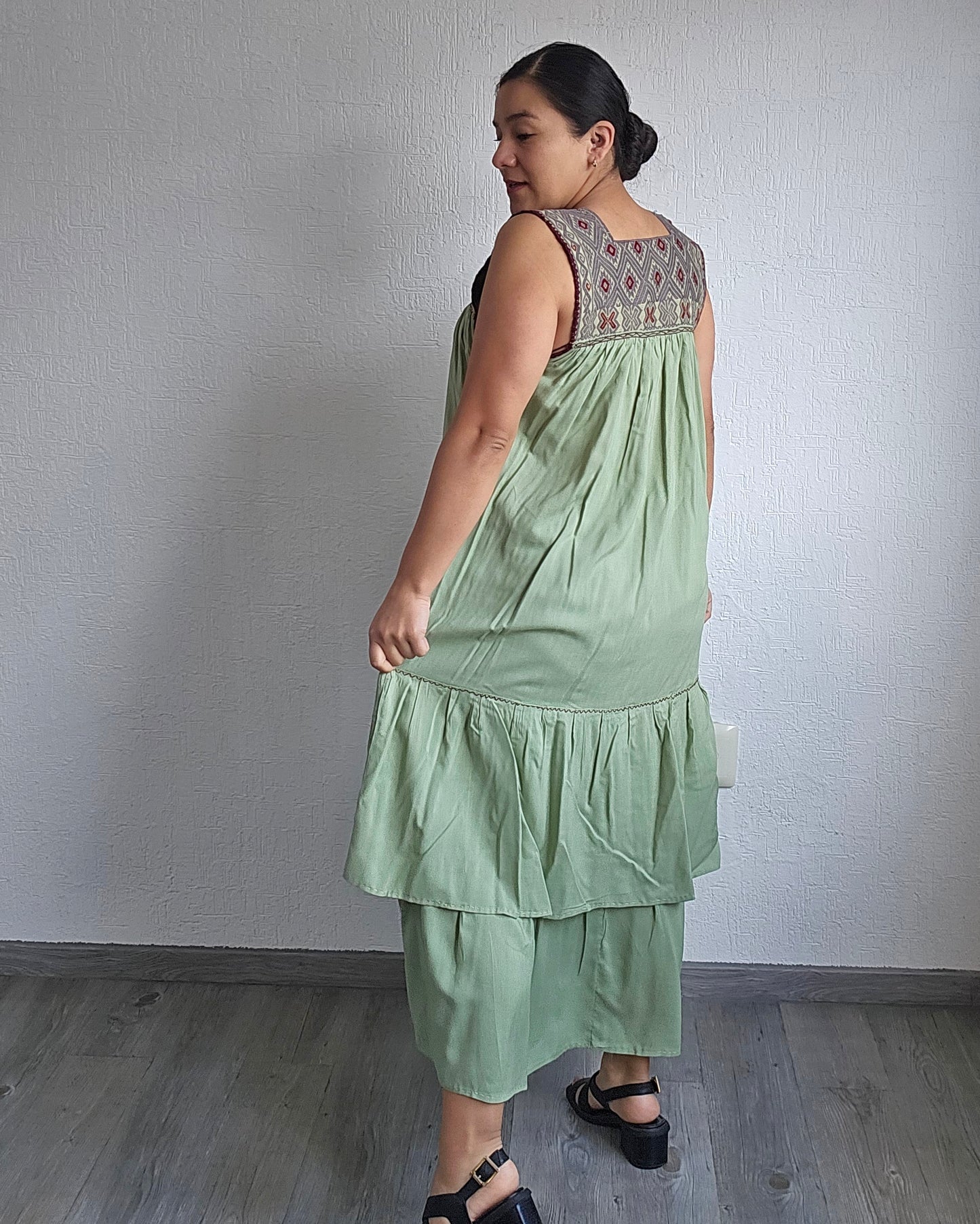 Vestido Teresa Menta Gris Vino Telar Unitalla