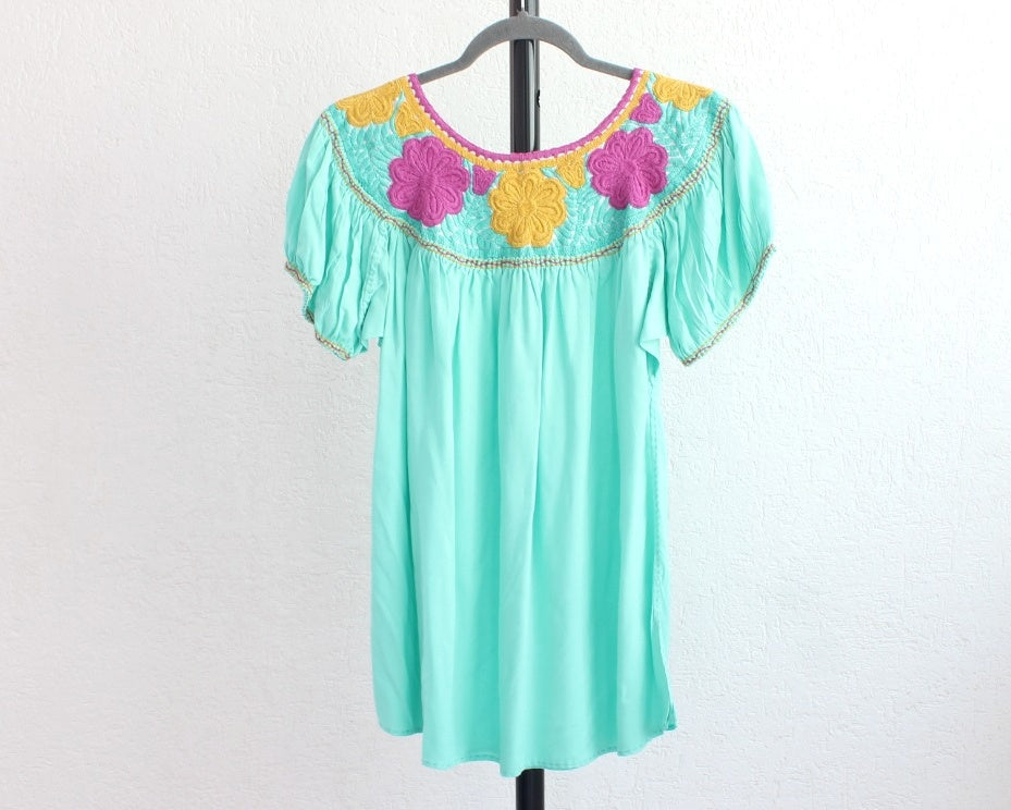 Blusa Aguacatenango Aqua Amarillo Rosa