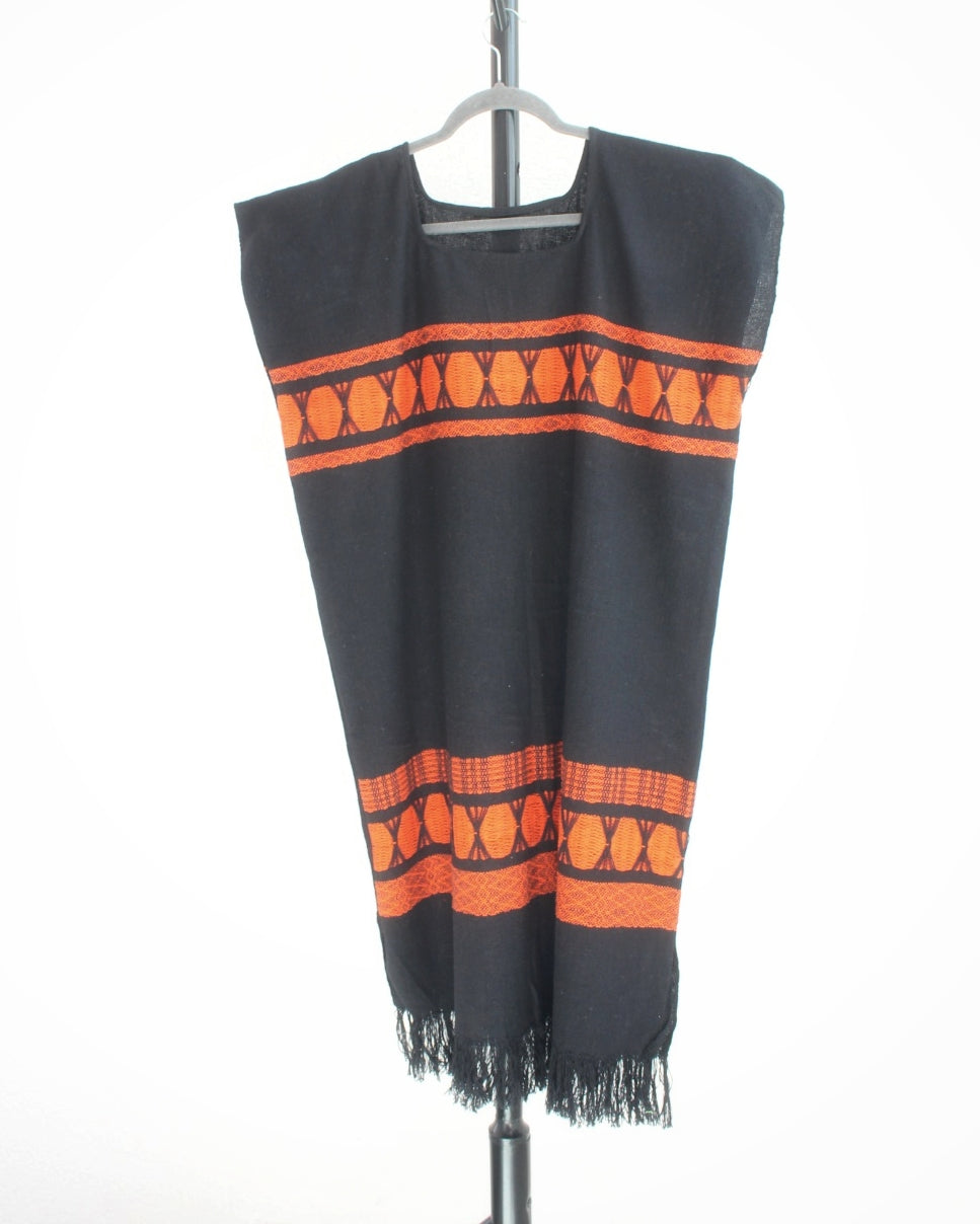 Huipil Ali Negro Naranja XL XXL