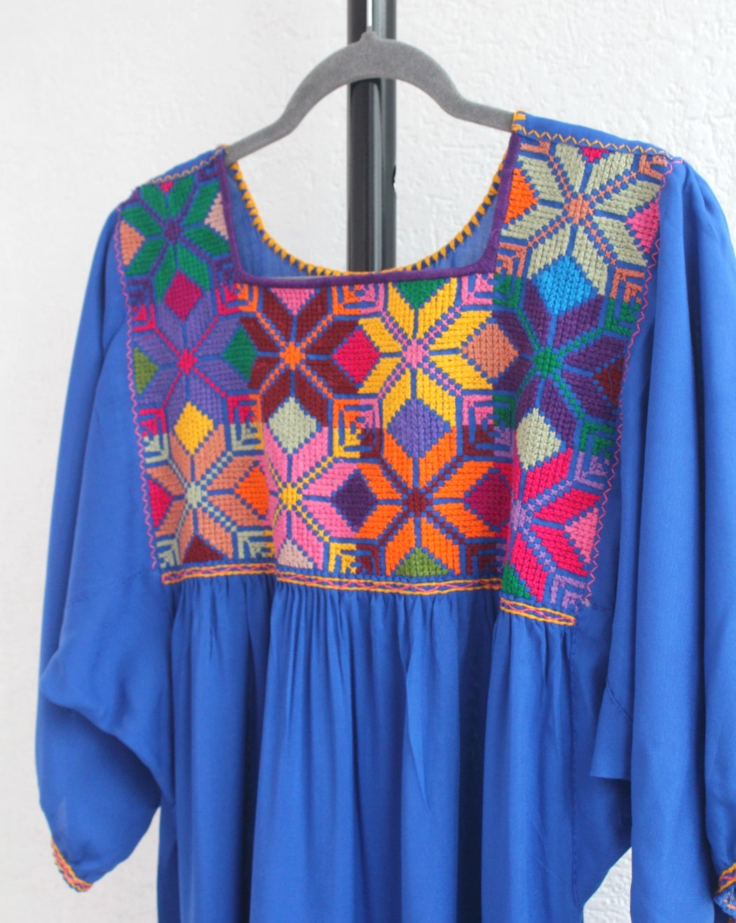 Vestido Maria Flores Azul Rey L / XL Manga 3/4