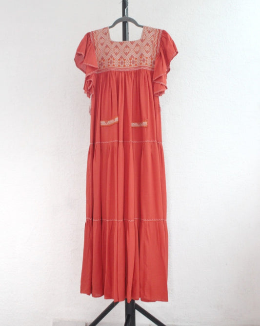 Vestido Cristiana Rombos Naranja Ch -M