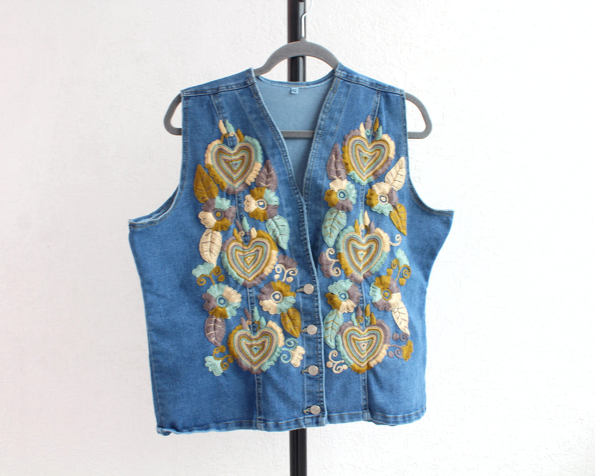 Chaleco Flores Verde Menta 2XL