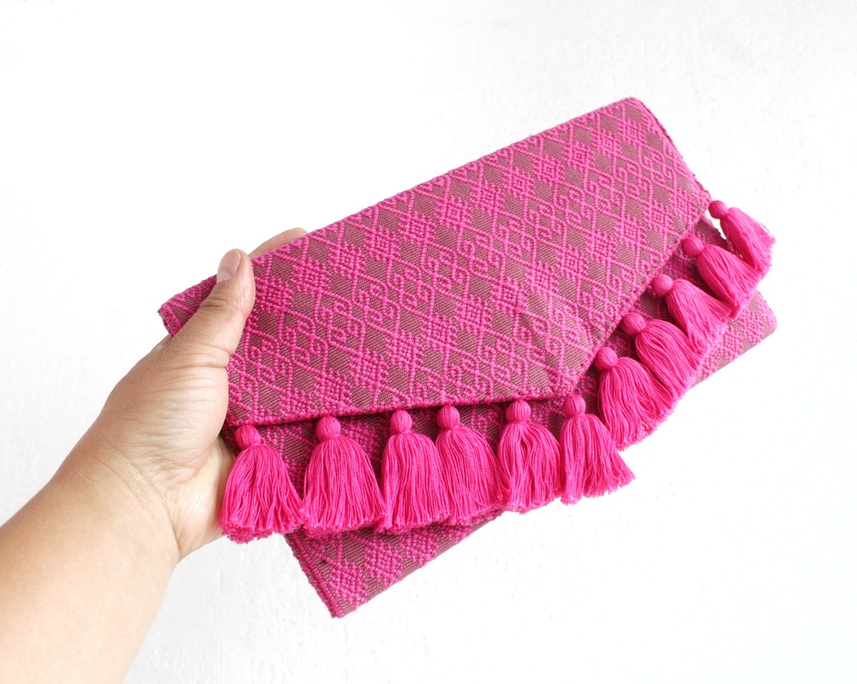 Clutch Artesanal Rizado Rosa Marsala