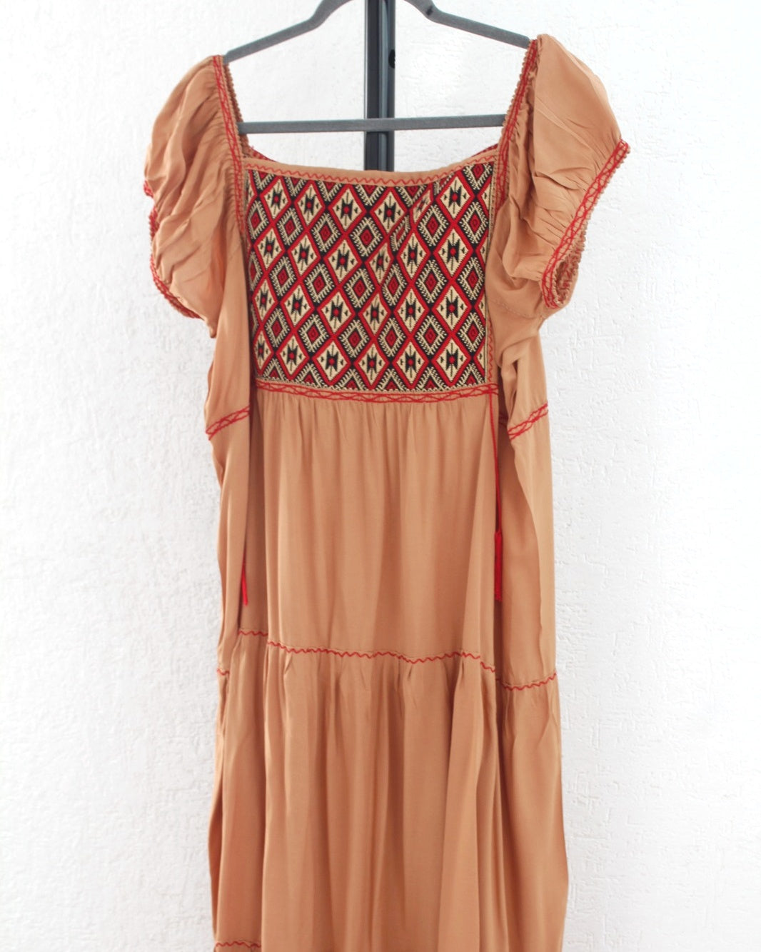 Vestido Gloria Cafe Claro Rojo Ch  M L