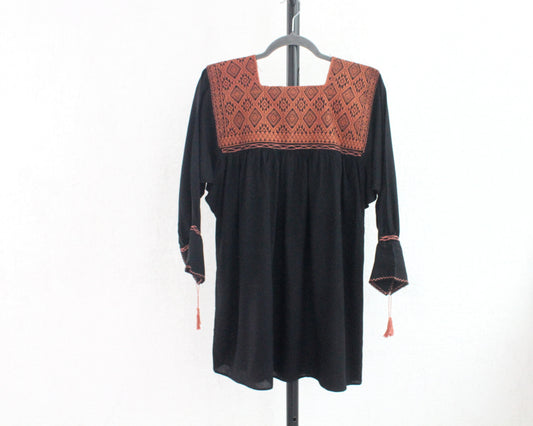 Blusa Elena Negro Naranja Unitalla