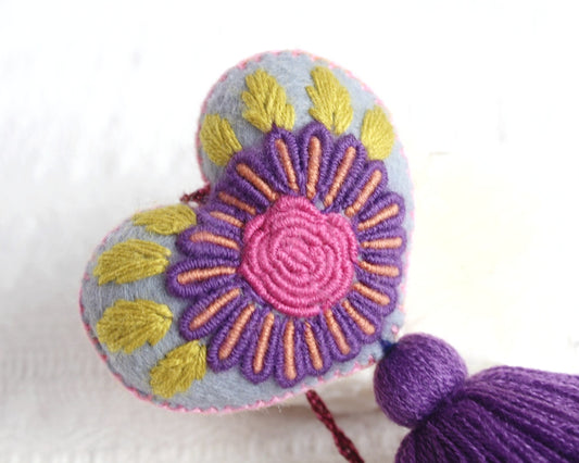 Corazón Flor Rococo Morado Rosa Amarillo