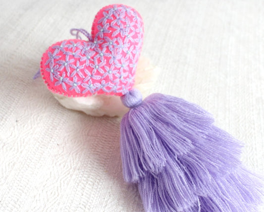 Corazón Florecitas Rosa Lila
