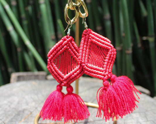Aretes Tejidos Rojos