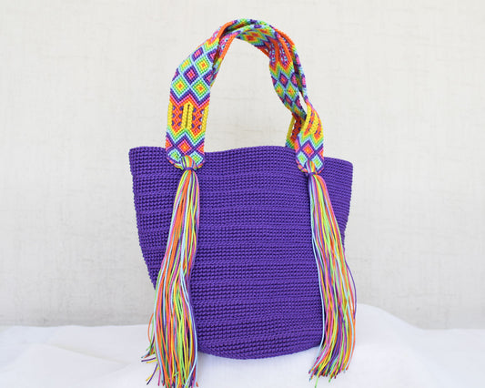 Bolso de mano Morado Amarillo Azul