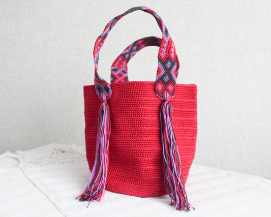 Bolso de mano Rojo cinta Rosa